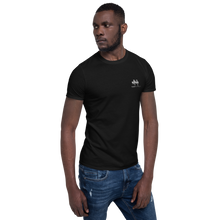 Load image into Gallery viewer, Short-Sleeve Unisex Black Colour T-Shirt White Logo